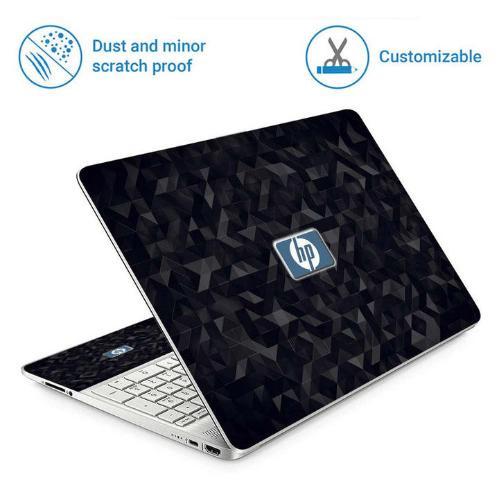 Full Panel Laptop Skin - HP Black 3D Triangles