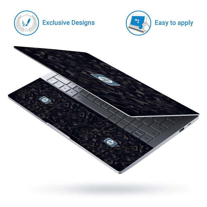 Full Panel Laptop Skin - HP Black 3D Triangles