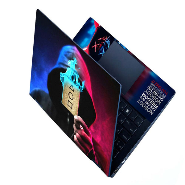 Full Panel Laptop Skin - Hacker Anonymous Burning Card