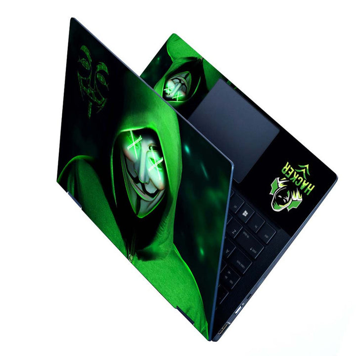 Full Panel Laptop Skin - Hacker Anonymous Green