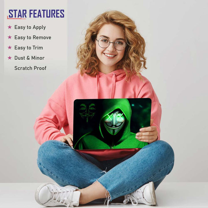 Full Panel Laptop Skin - Hacker Anonymous Green