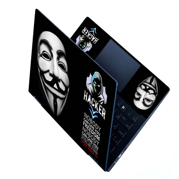 Full Panel Laptop Skin - Hacker Anonymous Multi Logo Smile Face