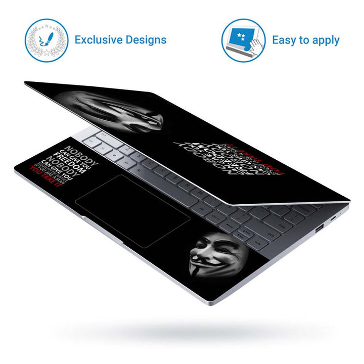 Full Panel Laptop Skin - Hacker Anonymous Smile Face