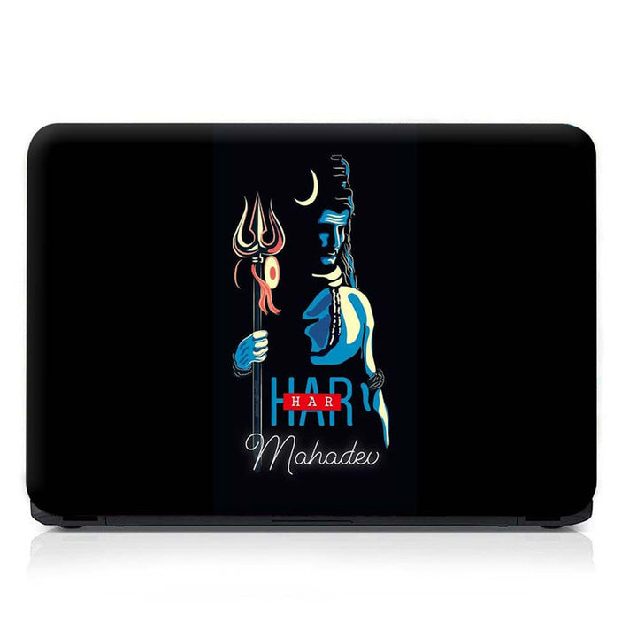 Full Panel Laptop Skin - Har Har Mahadev Blue Art