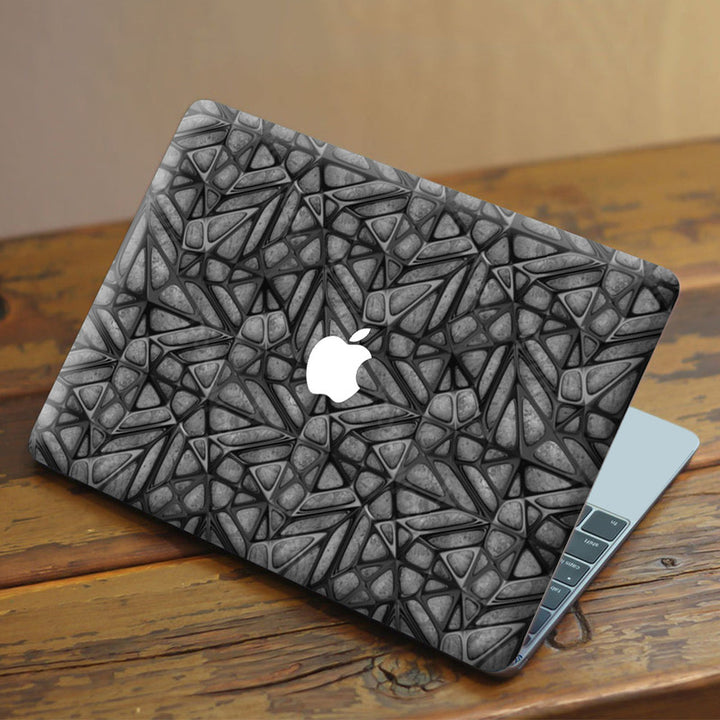 Laptop Skin for Apple MacBook - Hard Net Design on Grey Wooden - SkinsLegend