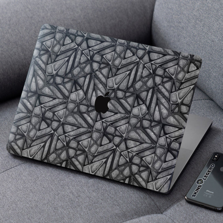 Laptop Skin for Apple MacBook - Hard Net Design on Grey Wooden - SkinsLegend