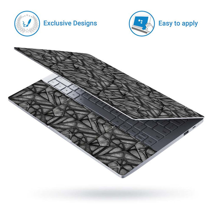 Full Panel Laptop Skin - Hard Net Design on Grey Wooden