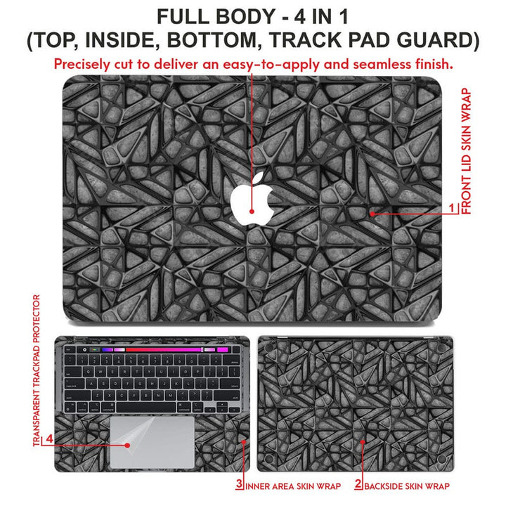 Laptop Skin for Apple MacBook - Hard Net Design on Grey Wooden - SkinsLegend