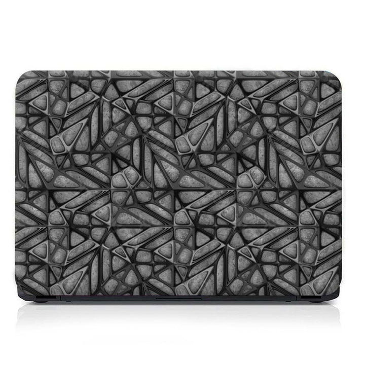 Full Panel Laptop Skin - Hard Net Design on Grey Wooden