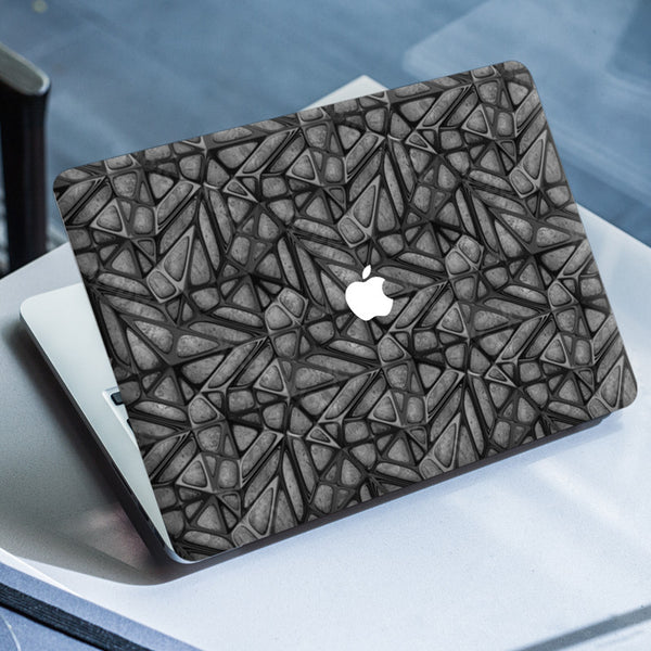 Laptop Skin for Apple MacBook - Hard Net Design on Grey Wooden - SkinsLegend