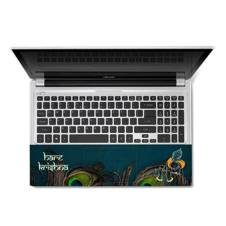 Full Panel Laptop Skin - Hare Krishna Bottom Feather