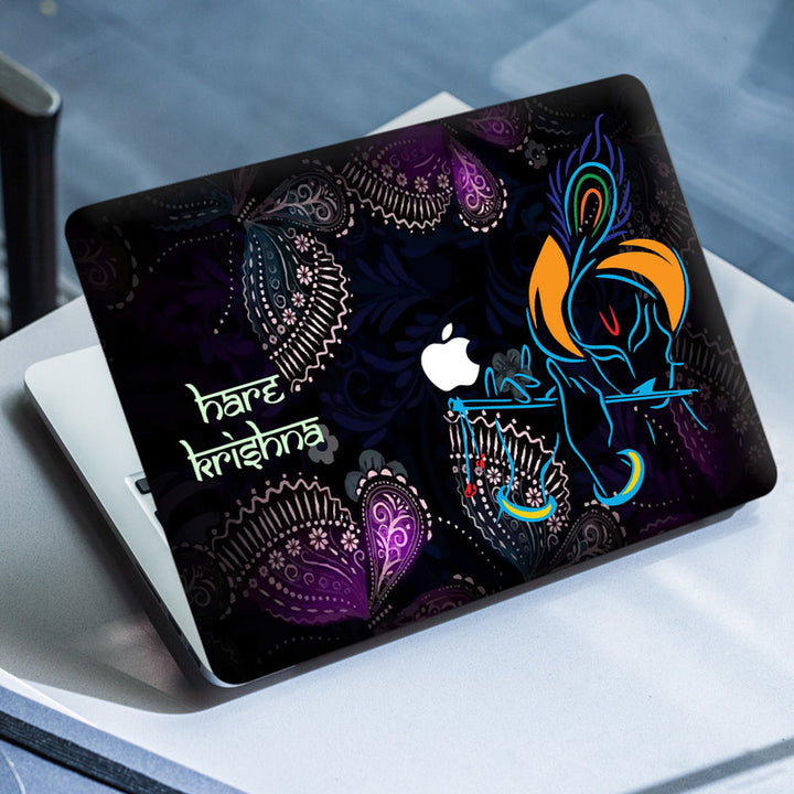 Laptop Skin for Apple MacBook - Hare Krishna Butterfly on Black - SkinsLegend