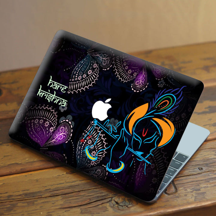 Laptop Skin for Apple MacBook - Hare Krishna Butterfly on Black - SkinsLegend