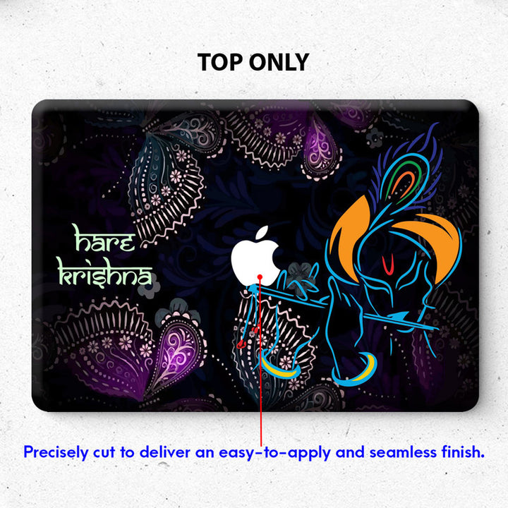 Laptop Skin for Apple MacBook - Hare Krishna Butterfly on Black - SkinsLegend