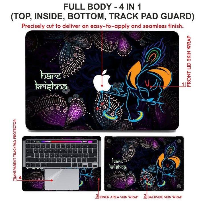 Laptop Skin for Apple MacBook - Hare Krishna Butterfly on Black - SkinsLegend