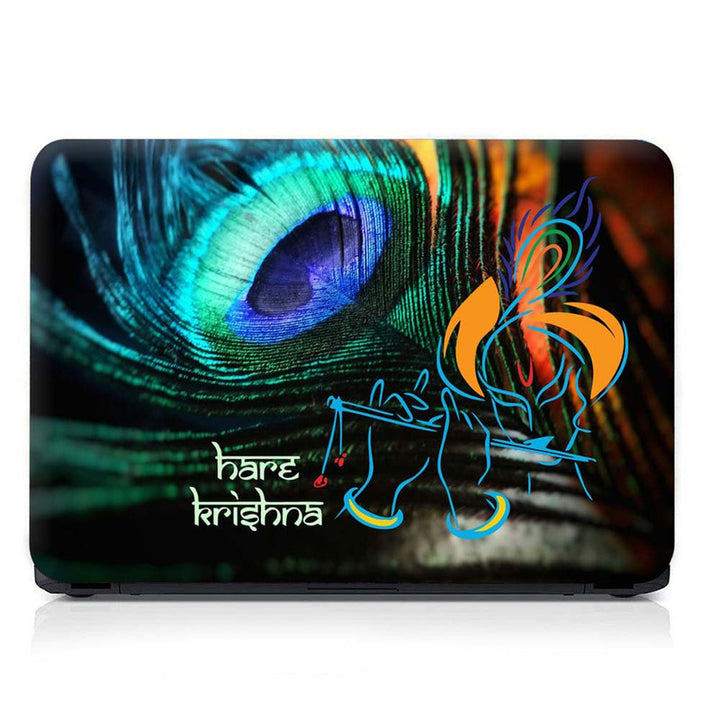 Full Panel Laptop Skin - Hare Krishna Feather Art