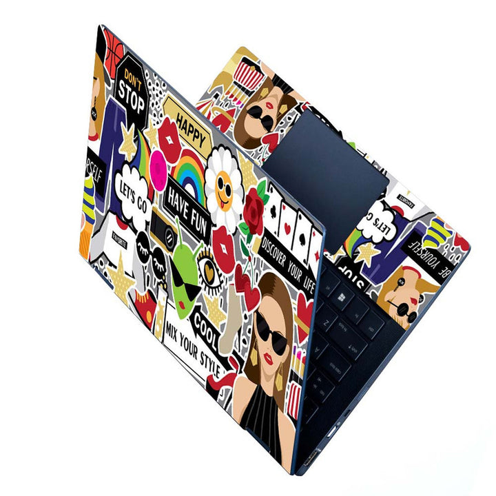 Full Panel Laptop Skin - Have Fun Lets Go Collage