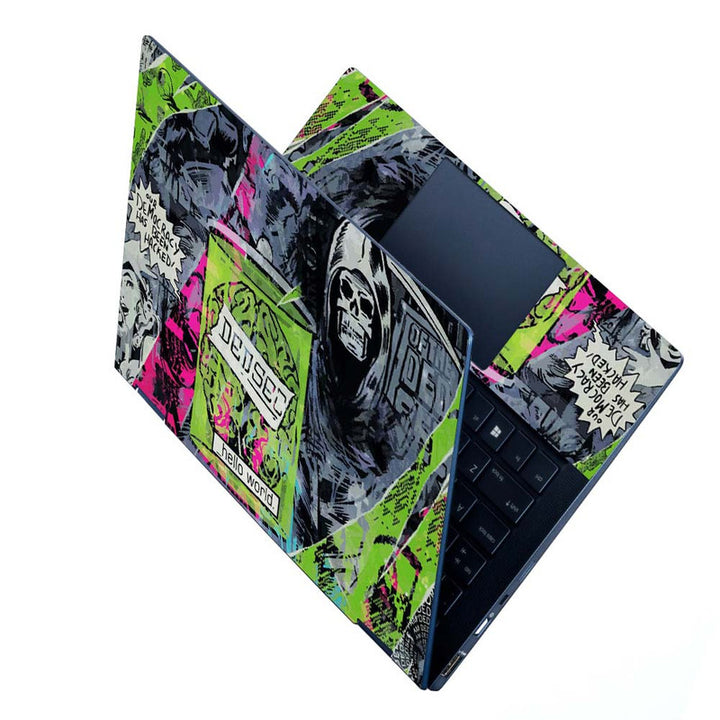 Full Panel Laptop Skin - Hello World Graffiti