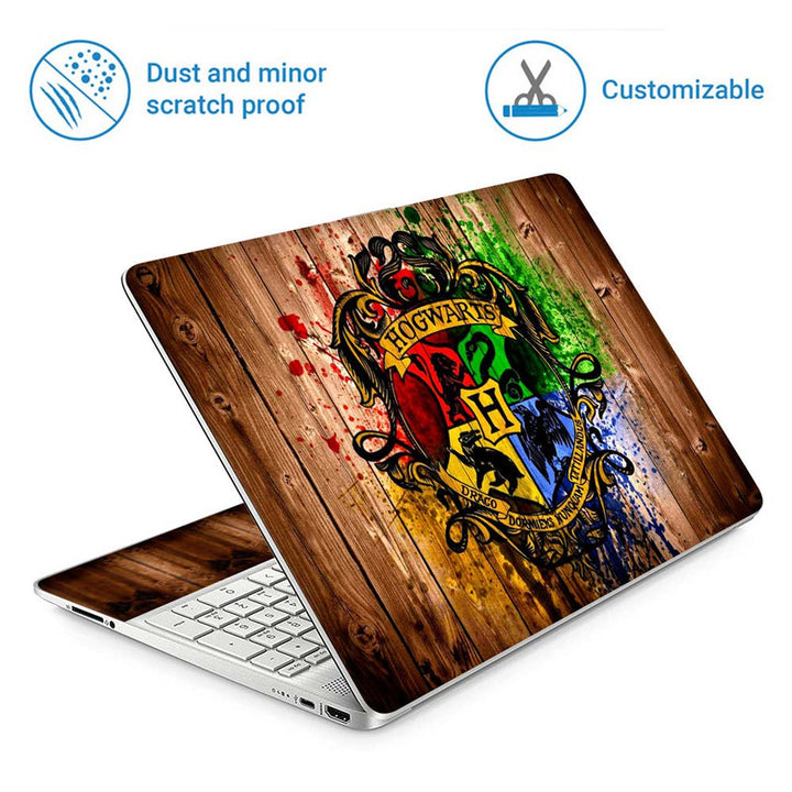 Full Panel Laptop Skin - Hogwarts Wooden