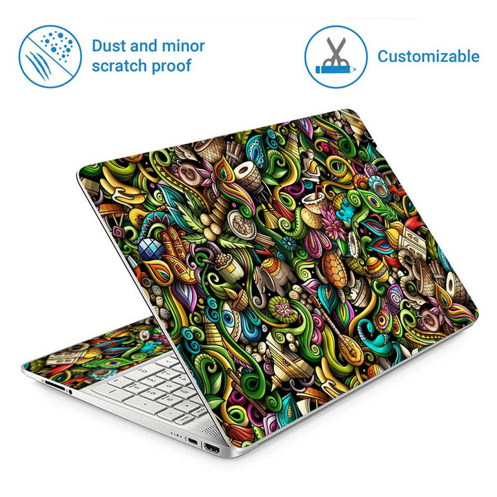 Full Panel Laptop Skin - Indian Culture Doodle