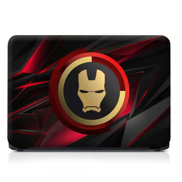 Full Panel Laptop Skin - Iron Man Logo on 3D Abstract