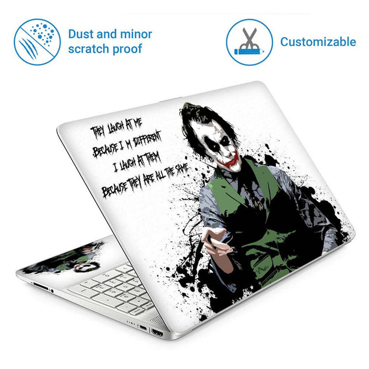 Full Panel Laptop Skin - Jocker Quotes I M Different