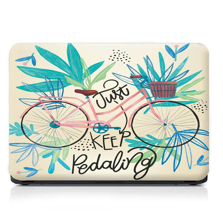 Full Panel Laptop Skin - Just Keep Pedaling Bicycle