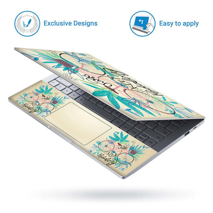 Full Panel Laptop Skin - Just Keep Pedaling Bicycle