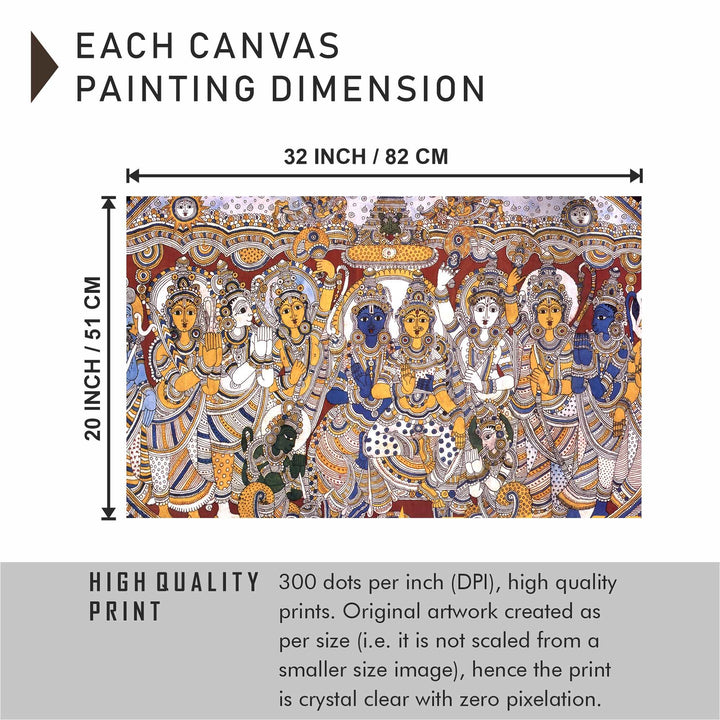 FineArts Rolled Canvas Painting - Kalamkari of Lord Ram Sita