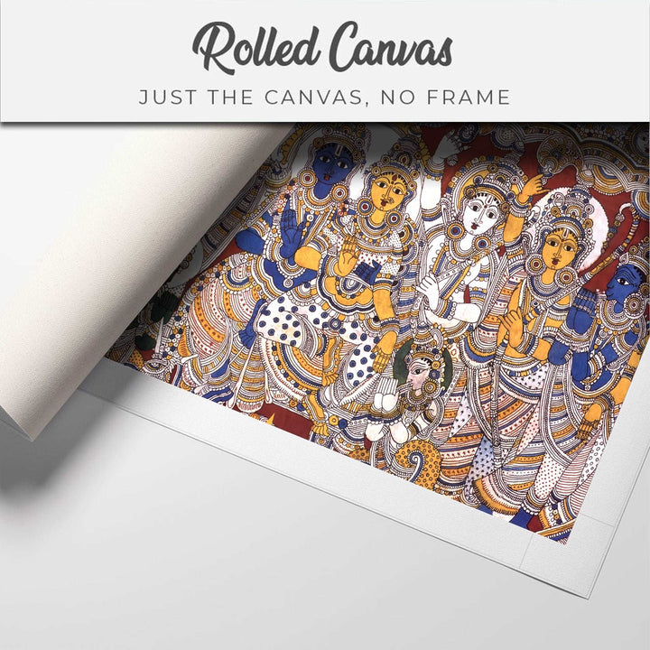 FineArts Rolled Canvas Painting - Kalamkari of Lord Ram Sita