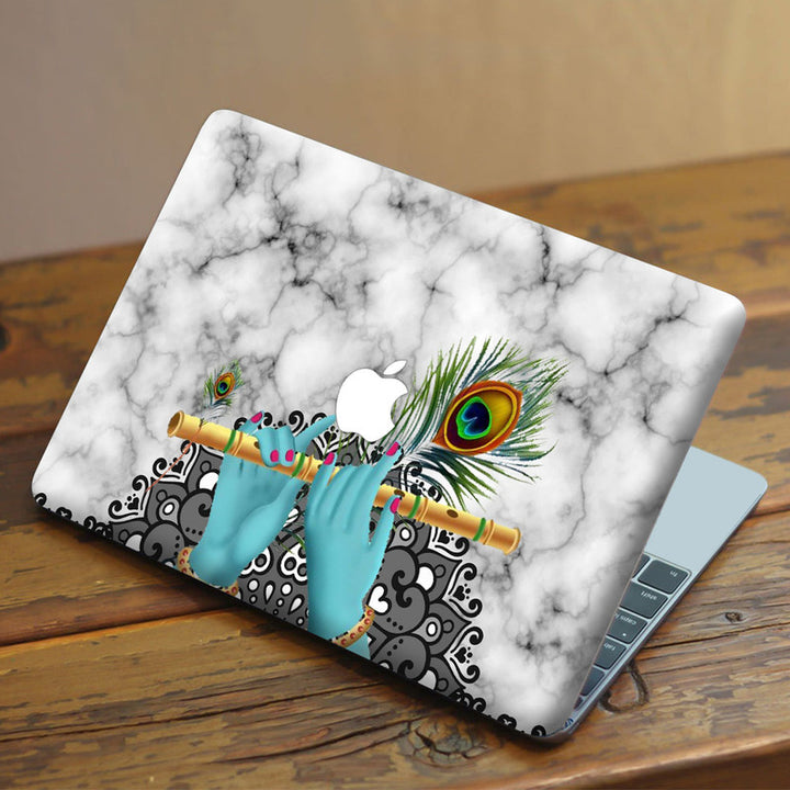 Laptop Skin for Apple MacBook - Krishna Blue Hands Flute - SkinsLegend