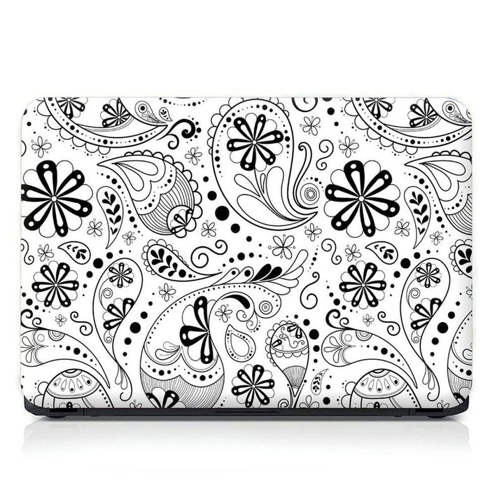 Laptop Skin - Black Floral Spiral