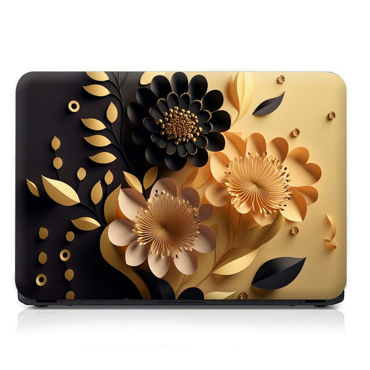 Laptop Skin - Black Golden Embossed Floral