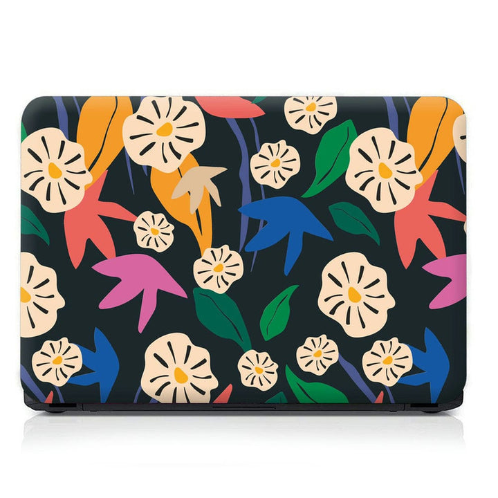 Laptop Skin - Colourful Floral On Black