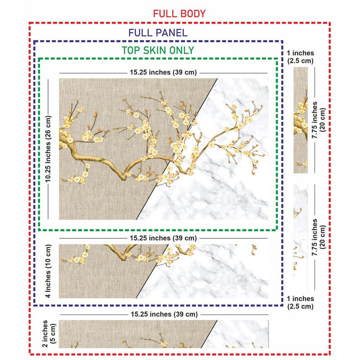 Laptop Skin - Golden Stem On White Marble