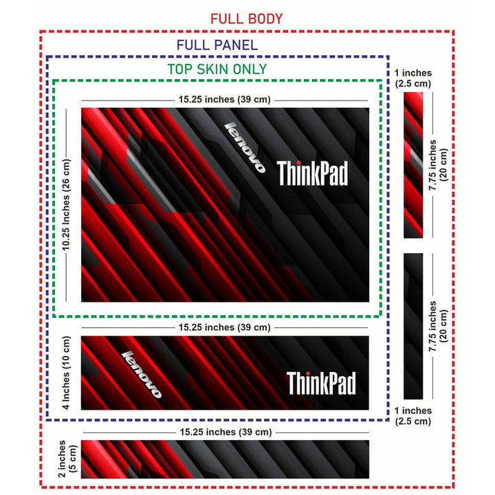 Laptop Skin - Lenovo Think Pad Black Red Stripes