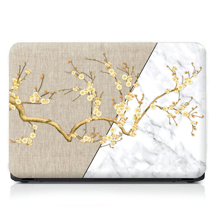 Laptop Skin - Golden Stem On White Marble