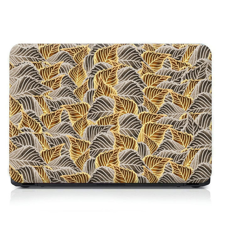 Laptop Skin - Grey Golden Metallic Leaves