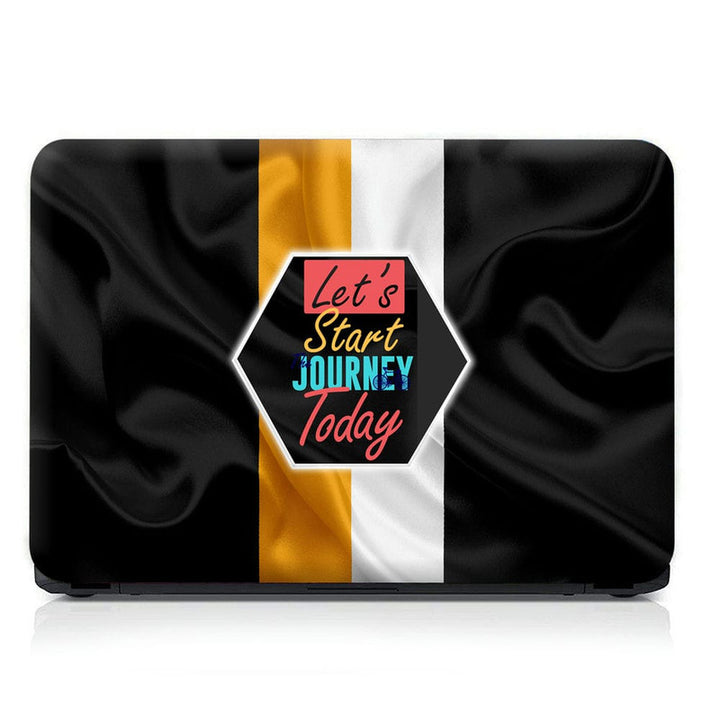 Laptop Skin - Lets Start Journey Black White Yellow Flag