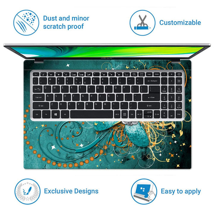 Laptop Skin - Abstract Turquoise Swirls