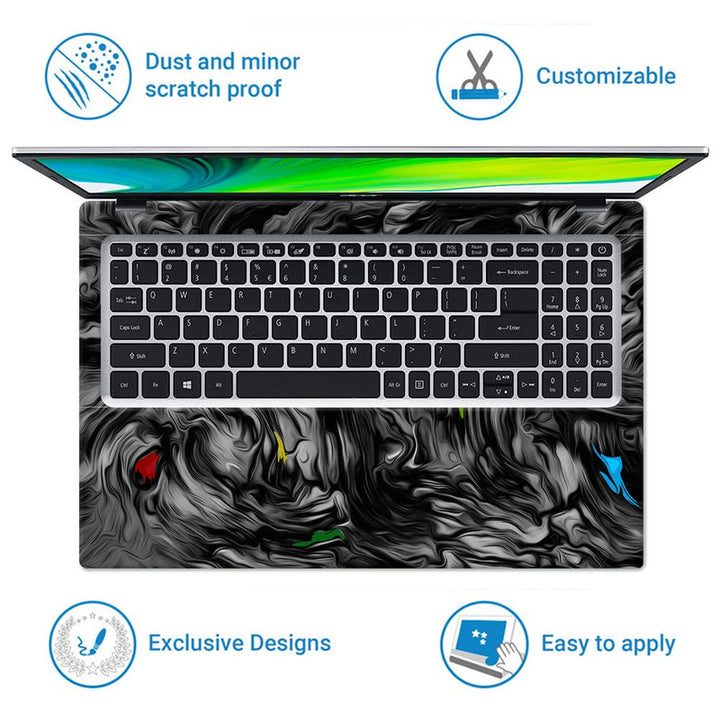 Laptop Skin - Black Design of Blue Design