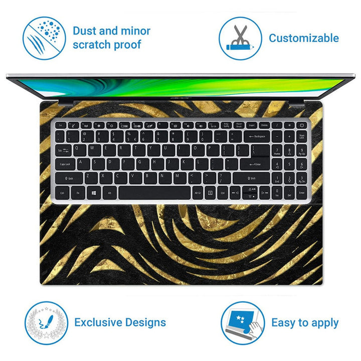 Laptop Skin - Black Highlighter Waves On Golden