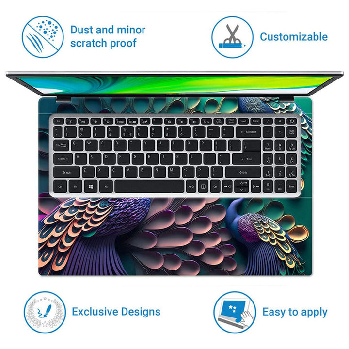 Laptop Skin - Embossed Peacock Blue Green