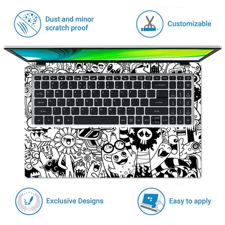 Laptop Skin - Goggle Doodle Black