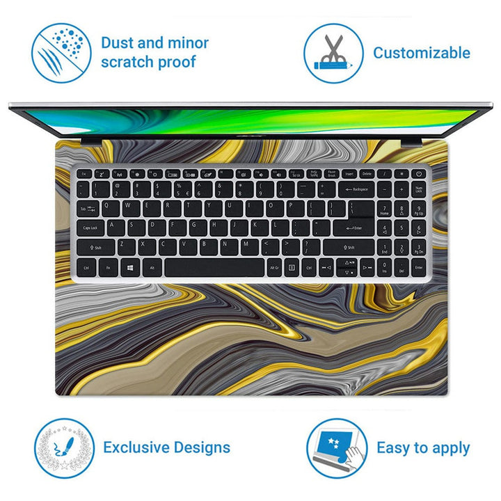 Laptop Skin - Golden Black Grey Mesh Art