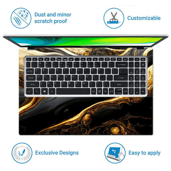 Laptop Skin - Golden Black Sea View