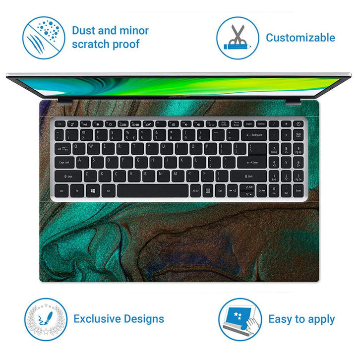 Laptop Skin - Green Brown Dusty Design