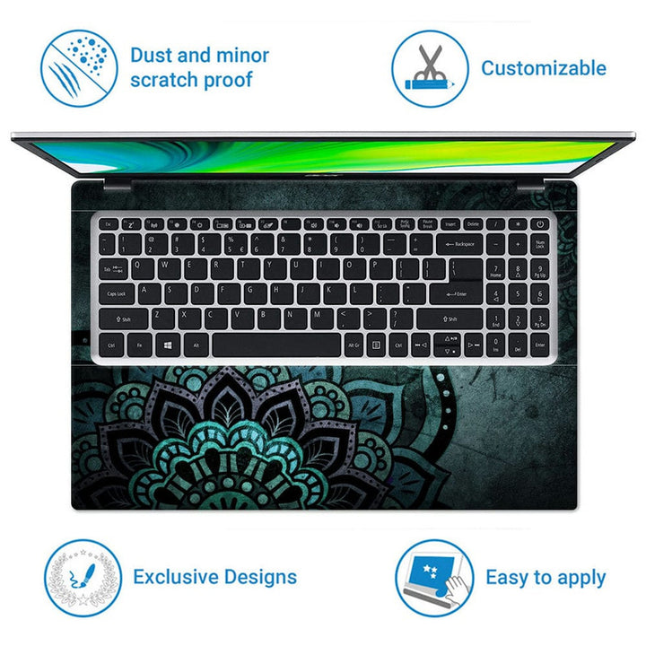 Laptop Skin - Greenish Mandla Art