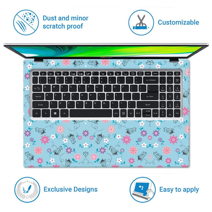 Laptop Skin - Honey Bee Floral Design