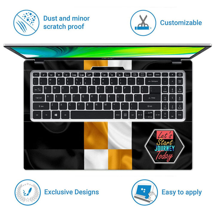 Laptop Skin - Lets Start Journey Black White Yellow Flag